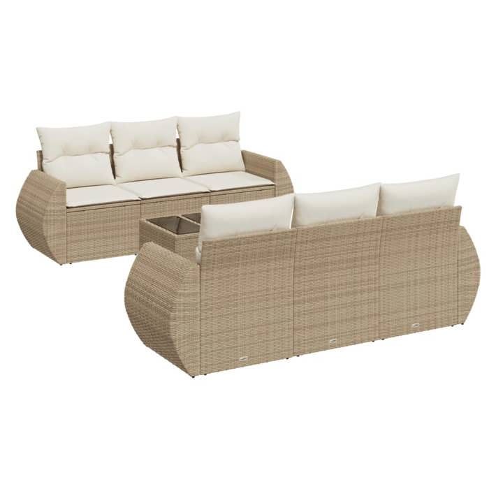 VidaXL Salon de Jardin avec Coussins 7 pcs, Canapés de Terrasse, Ensemble de Meubles de Patio, Mobilier d'Extérieur, Beige 3221107