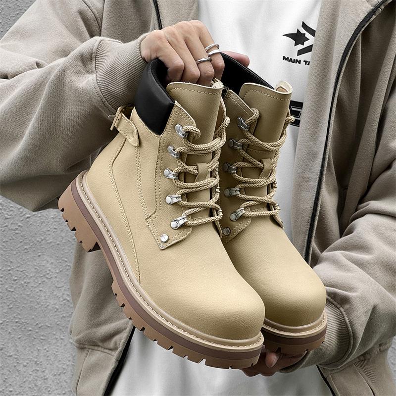 

2024 new men s high-top Martin shoes platform-soled heightening trend fashionable versatile large-size tooling boots 66590-J 44