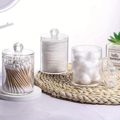 1/2/3 Pack Plastic Cotton Swab Ball Pad Holder, 10 Oz Bathroom Organizer, Qtip Apothecary Jar Clear Container Dispenser
