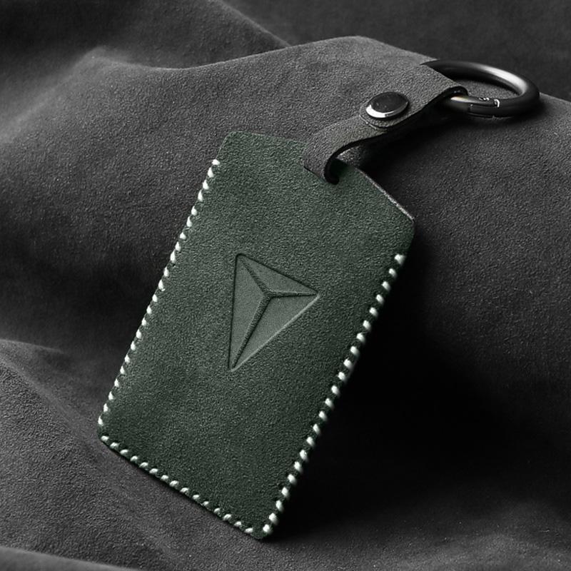 For Changan Deepal SL03 S07 G318 S05 Suede Leather Key Case Cover Full Package Keychain HandSewn Storage Bag Keychain Fob Holder