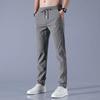 Men Pants Solid Color Drawstring Mid Waist Pockets Loose Streetwear Straight Working Trousers for Daily Wear