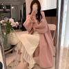 Fashion commuter coat medium and long women's solid color sweater jacket women's high sense lazy loose shoulder sleeves