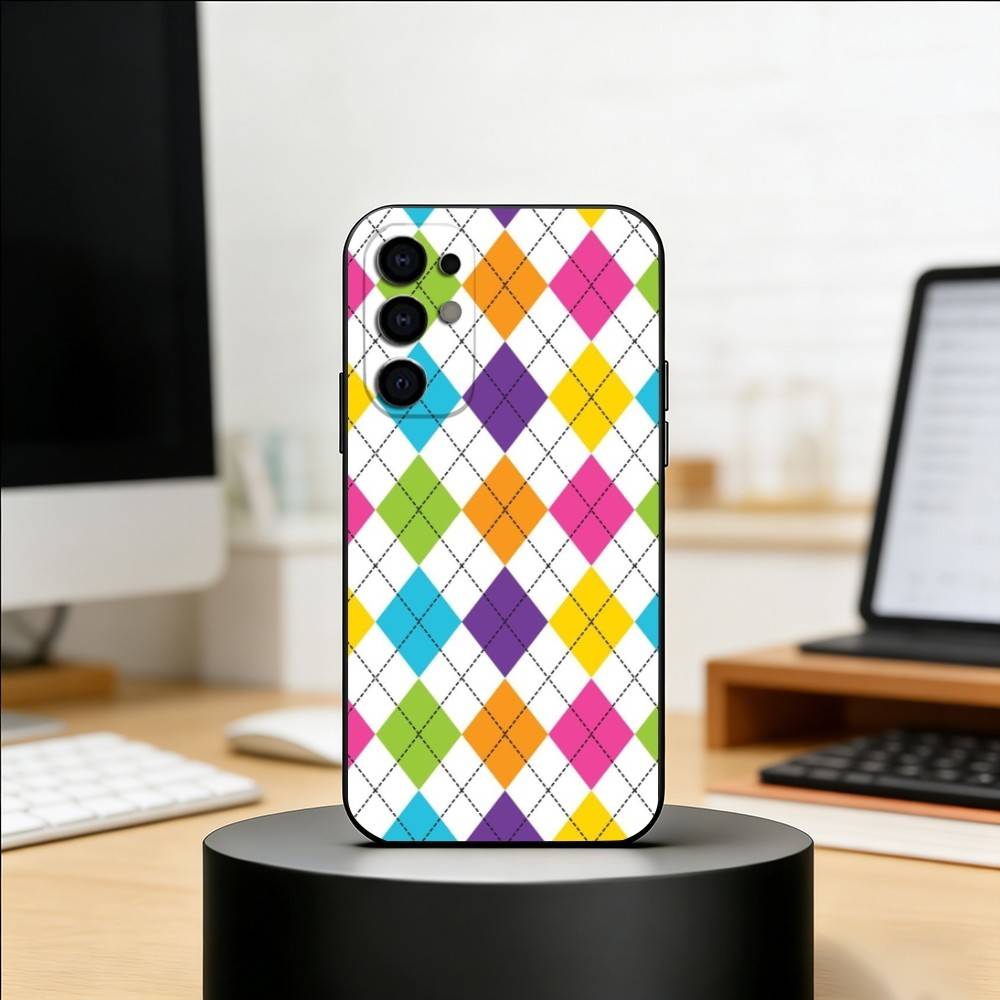 Plaid Background Phone Case For Samsung S25,S24,S21,S22,S23,S30,Ultra,S20,Plus,Fe,Soft Silicone Black Cover