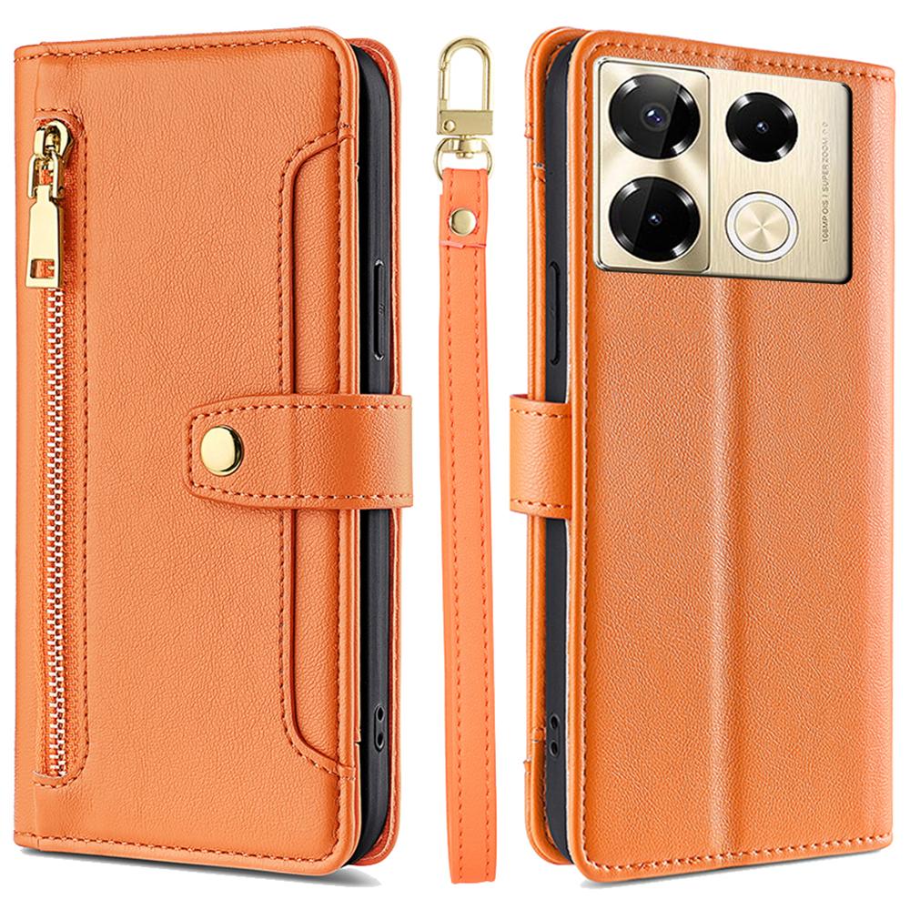 For Infinix Note 40 Pro 4G Crossbody Phone Case PU Leather Wallet Zipper Phone Cover