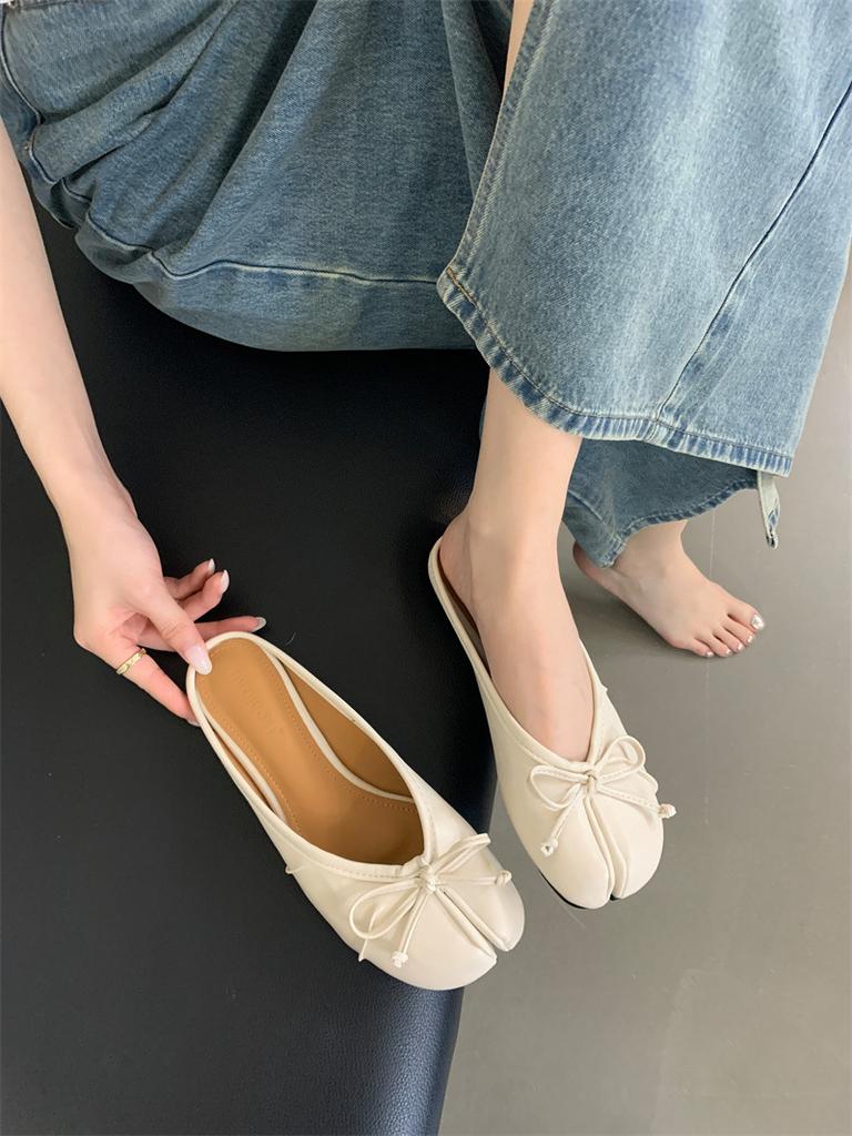 IPPEUM Tabis Flat Slippers Ballet Flats For Women 2025 New White Black Split Toe Mules Shoes