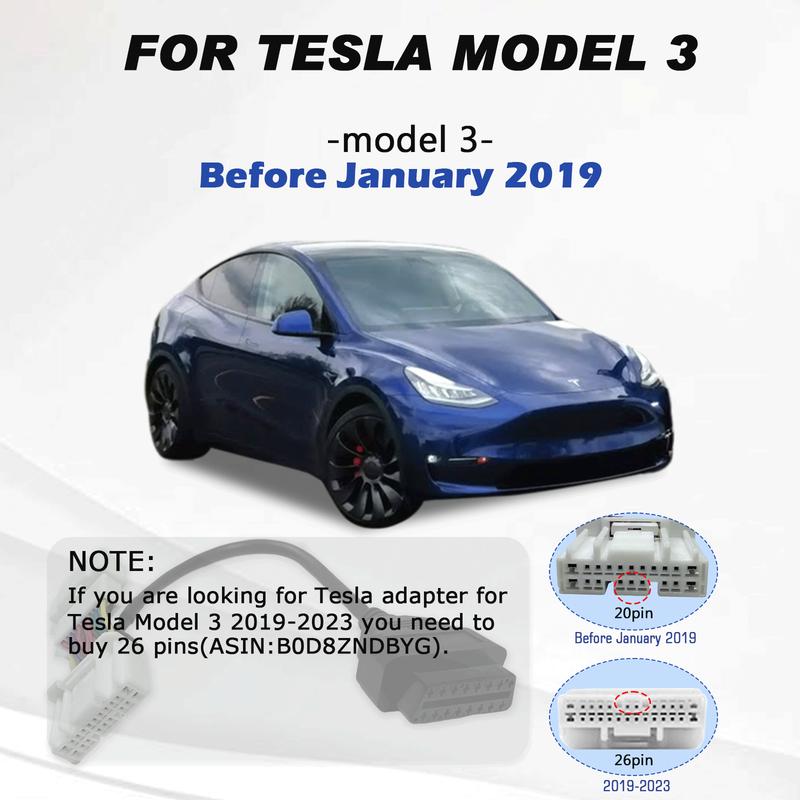 

20pin OBD Connector for Tesla Model 3 before January 2019 For X431 OBD2 Diagnostic Adapter Cable 20pin Male/Female to OBD2 16pin