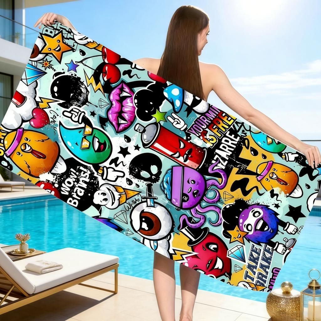 Stampa Pop Art Asciugamano da Viaggio Assorbente Asciugatura Rapida Morbido Delicato sulla Pelle Leggero Multitaglia Design con Stampa Piatta per Spiaggia Nuoto