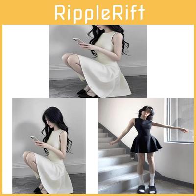 Genç Kızlar İçin Yazlık Örgü Pamuk Karışımı Kolsuz Yüksek Bel A Kesim Elbise
