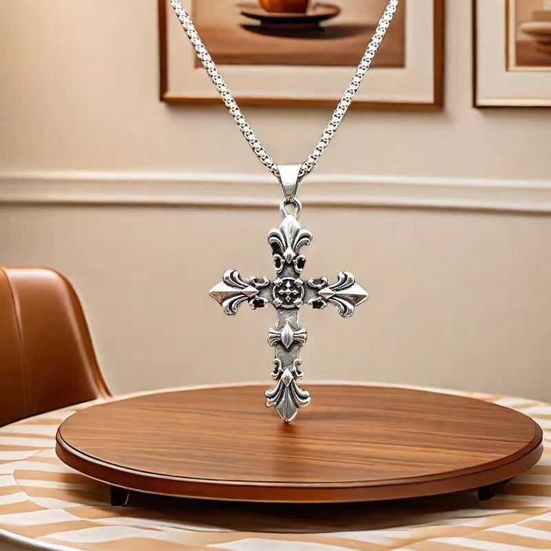 High Street Fashion Cross Pendant Necklace for Men, Student Graduation Gift