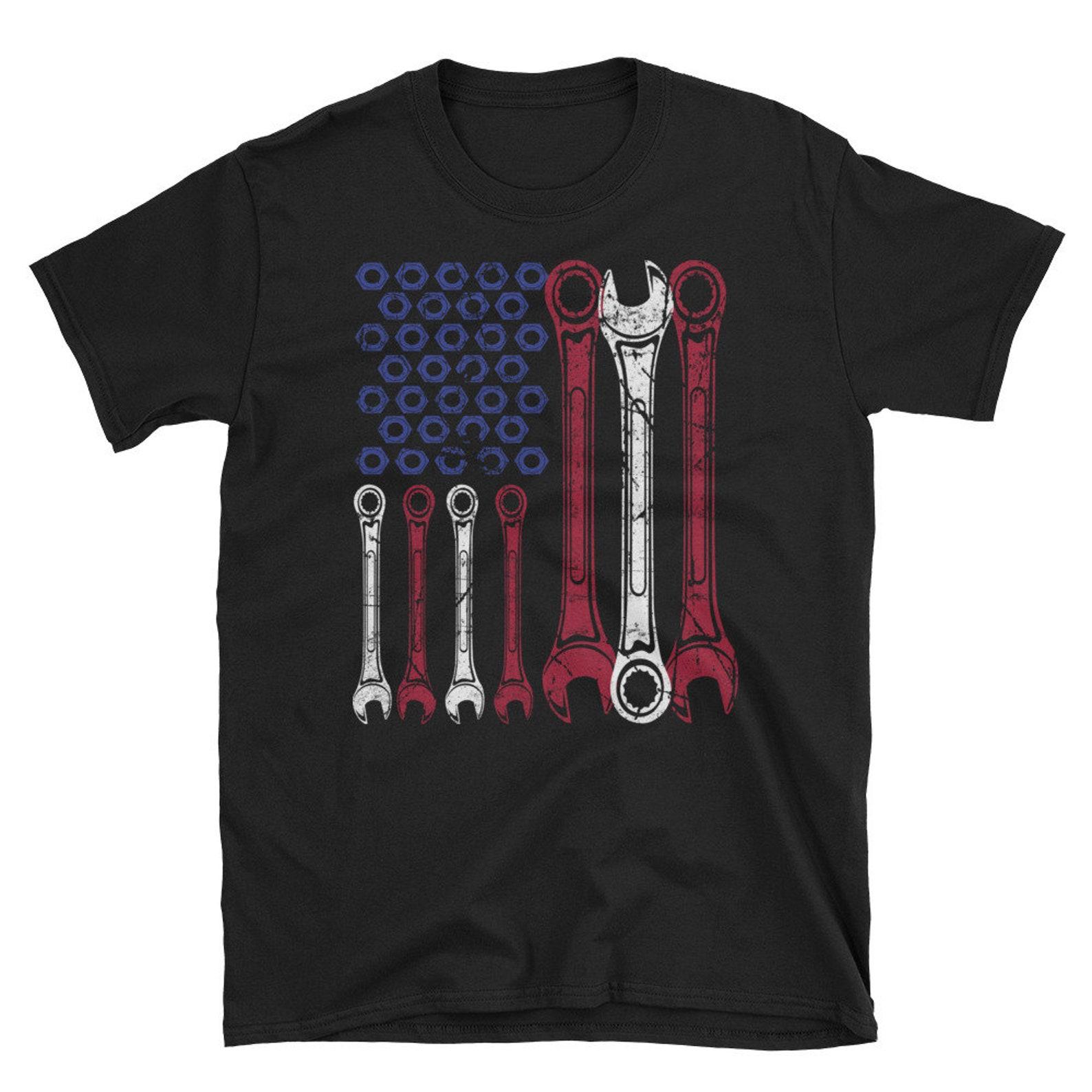 American Flag Mechanic Shirt Car Lover Patriotic Mechanic Gift Car Collector Shirt S