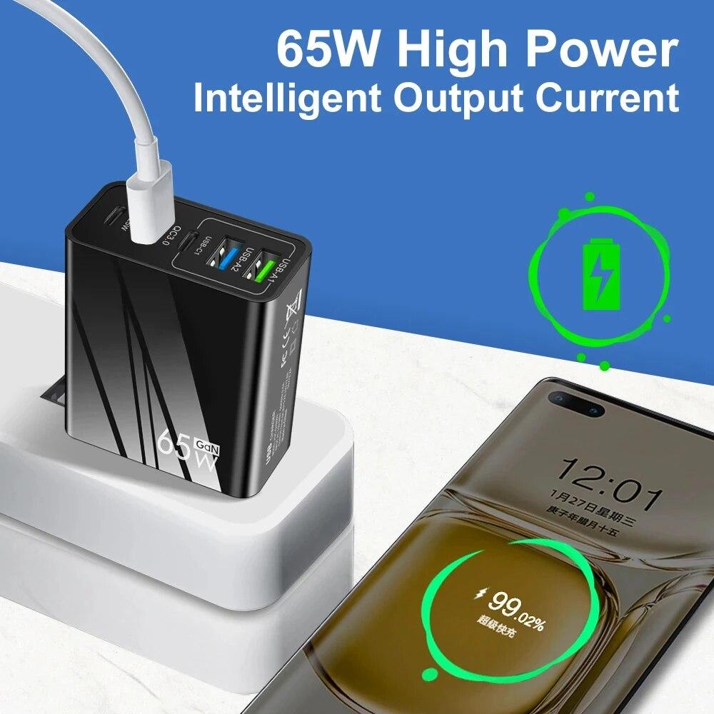 65W Rychlá Nabíječka Mobilní PD Nabíjení 3 USB Type-c Cestovní Nabíječka s Více Rozhraními 3.1A Pro Samsung Xiaomi iphone EU US UK Adaptér