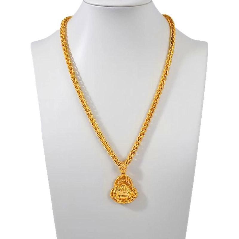 Vietnamese Sand Gold Necklace Men'S Gold-Plated Color Will Not Fade For A Long Time, Pattern Dragon Chain Maitreya Buddha Guanyin Brand Domineering
