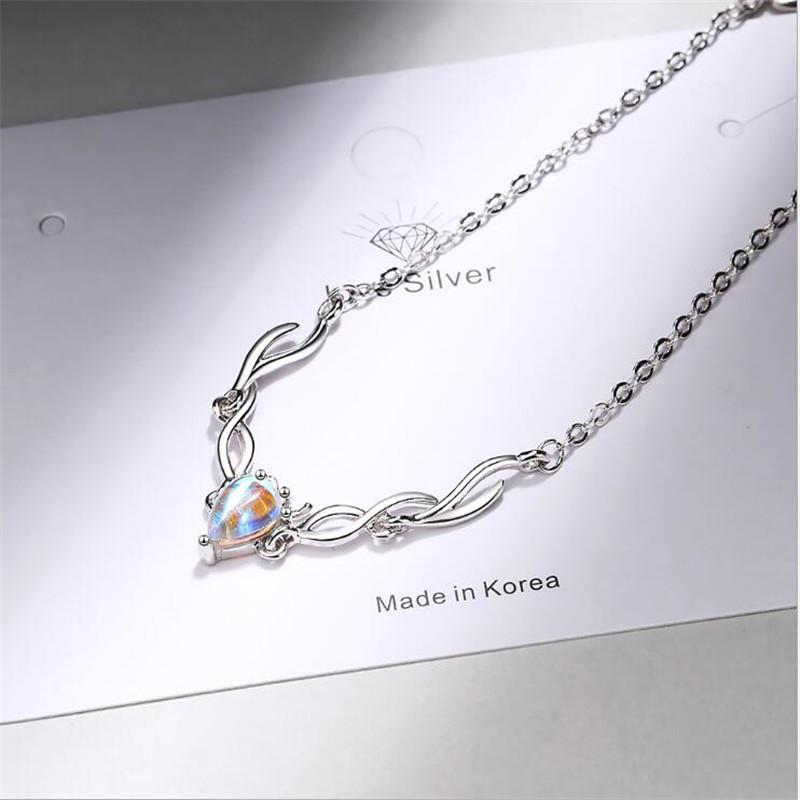 Neue schöne bunte Mondstein Hirsch 925 Sterling Silber Schmuck frische Geweih Tier Kristall beliebte Armbänder SL088