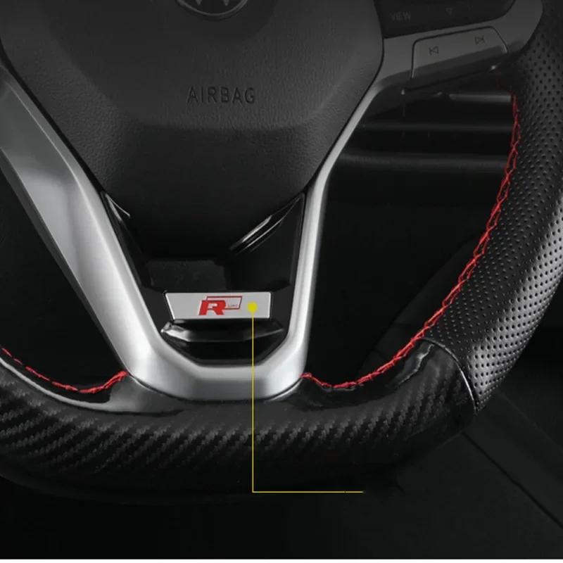 Valve Stems Caps Car Steering Wheel Emblem Sticker Badge For Volkswagen VW RLINE MAGOTAN 4MOTION Jetta Touran POLO Golf MK4 Tigu zq1