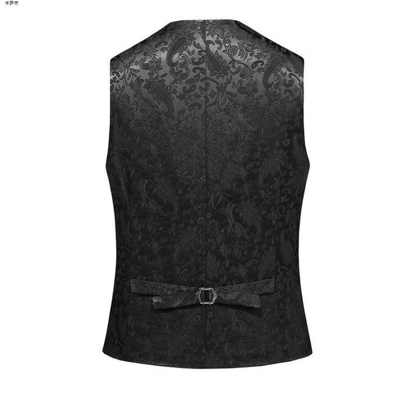 Autumn Men's Pattern Buttons Fashionable Solid Color Stage Performance Suit Sleeveless Horse Clip