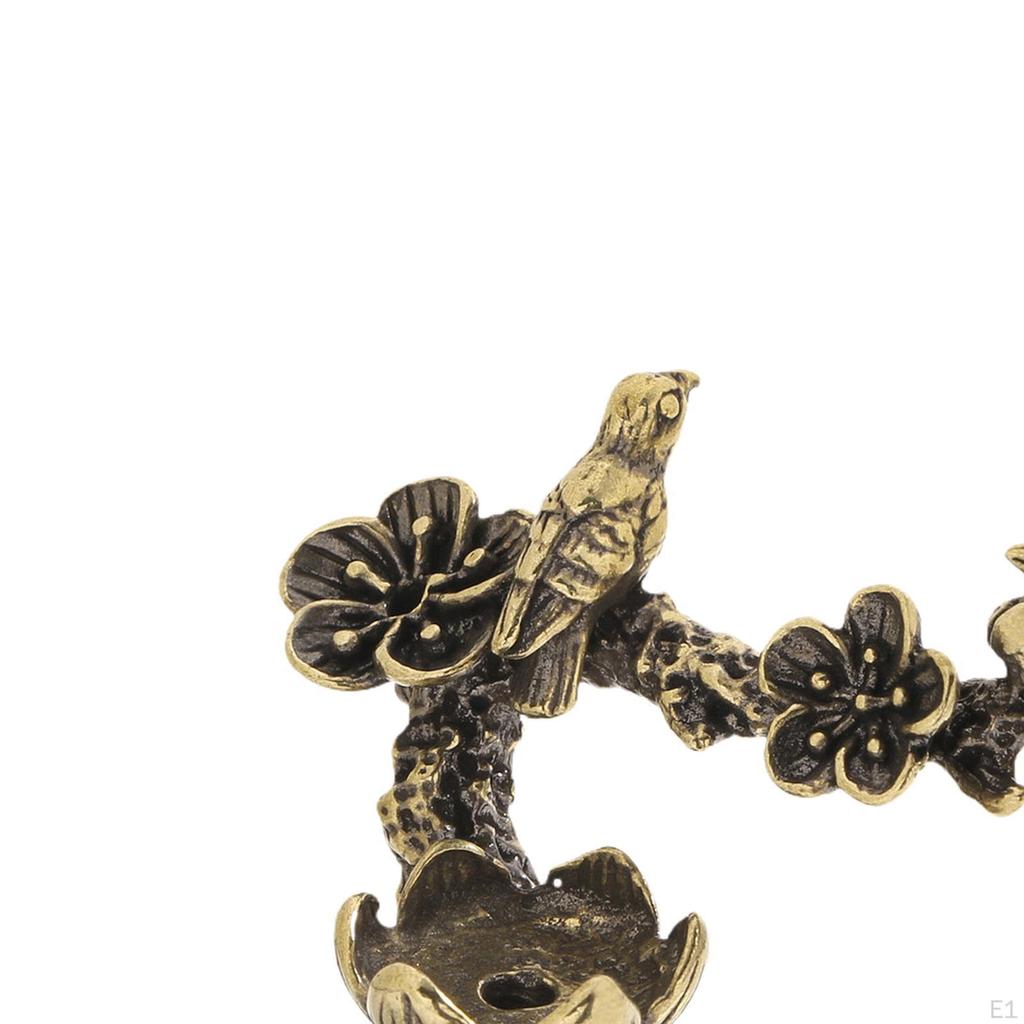 Animal Incense Holder,Bird and Flower Collectible,Copper Funny Handmade Bird Figurine,Incense Burner