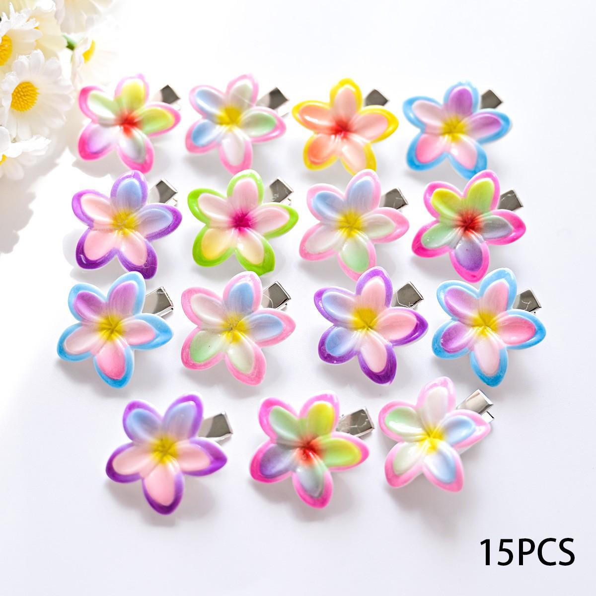 European Gradient Plumeria Duckbill Hair Clip with Bauhinia Flower Bow