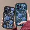 Pale Blue Flowers Pattern Case For iPhone 17 Pro Max Funda Shockproof Bumper Cover For iPhone 16 Pro Max 15 14 13 12 11 Air 16E