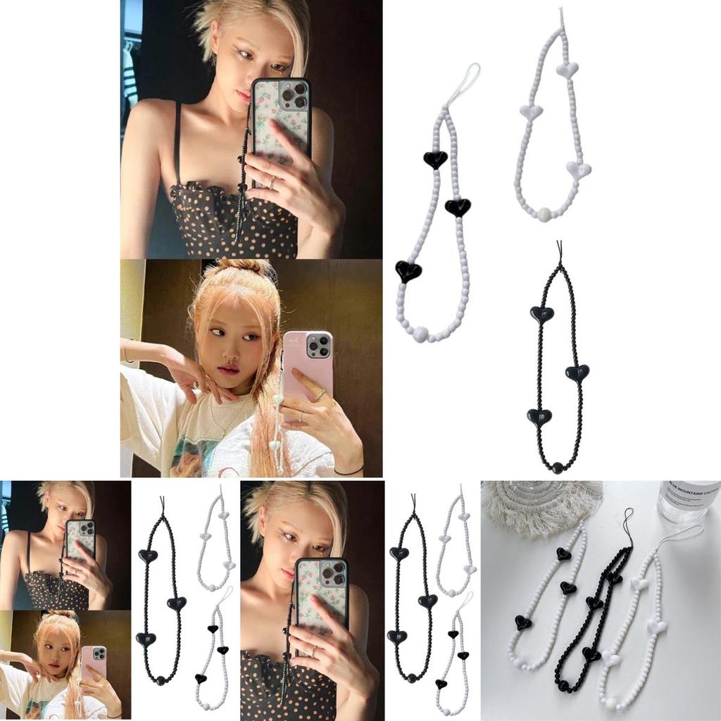 Same Blackpink Jennie Pink Love Mobile Phone Chain Anti Lost Rope Strap Hanging