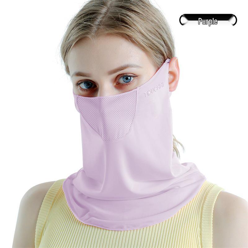 Ice Silk Women's Sunscreen Face Mask with 3D Eye Protection - Breathable, Thin, and Blush for Outdoor Cycling