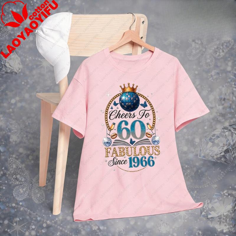 Custom 60th Birthday Trending Shirt For Wounisex Cheers To 60 Since 1966 Gift Personalized Graphic Tshirts Regular Short Sleeve