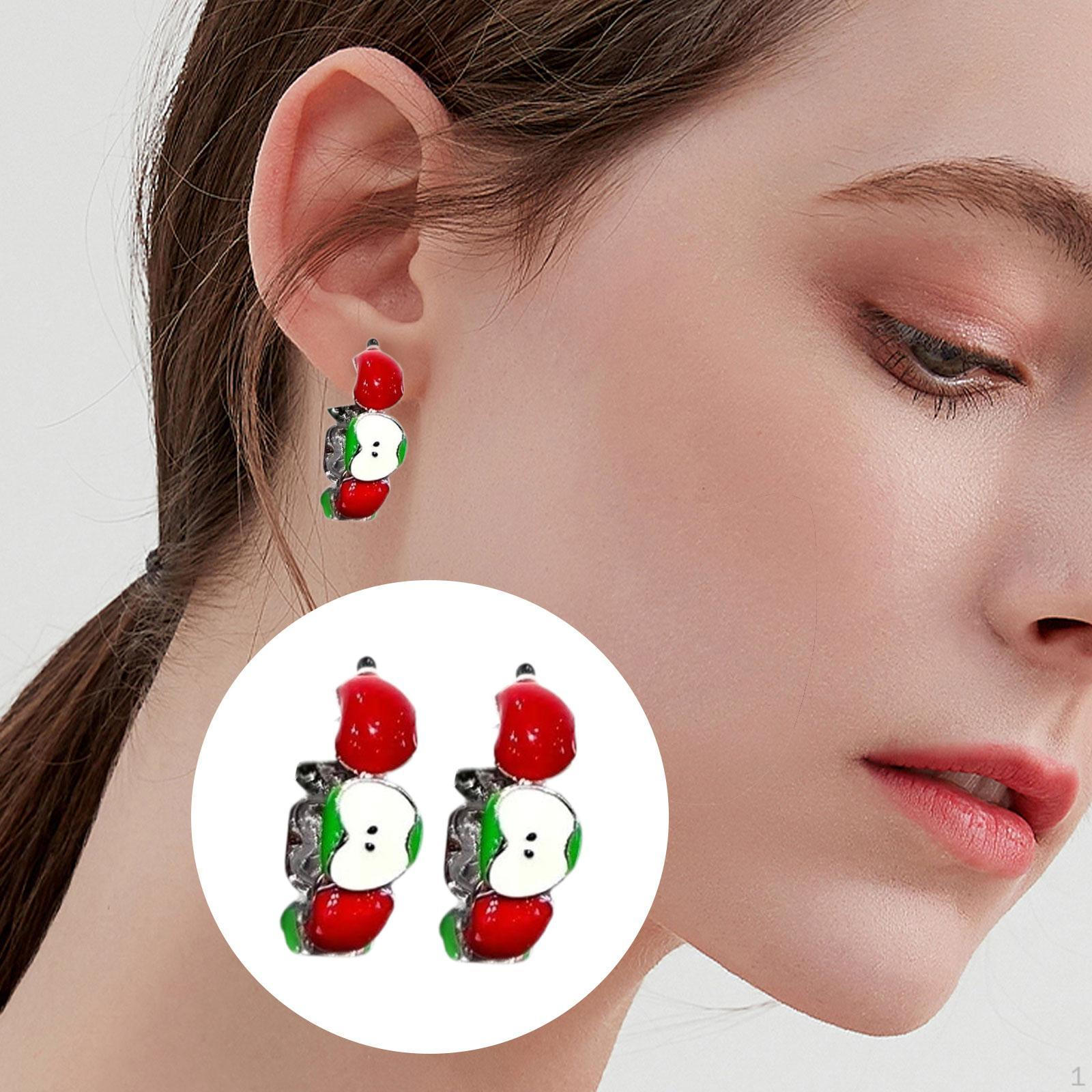 

Серьги-гвоздики в форме яблока, эстетичные, милые, уникальные, праздничные украшения, ювелирные изделия, подвески-гвоздики для 1cmx2.5cm