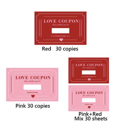 30Pcs Couple Scratch Off Cards Multi-Purpose DIY Expressing Love Voucher Love Note Game Tickets for Valentines Day Wedding