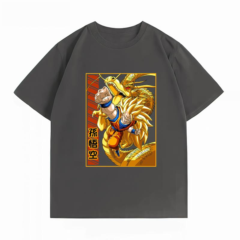Dragon Ball Z Goku SSJ3 Shenron Print T-shirt Casual Short Sleeve Cotton Anime Streetwear T-shirt Unisex