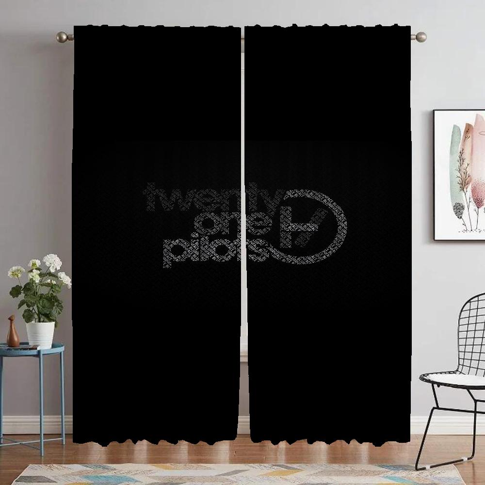 Twenty One Pilots Curtains for Living Room Curtain Shades Tulle for Bedroom Blackout Curtains 2 Pieces Partition Kitchen Elegant