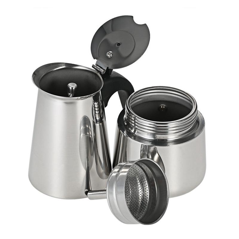 Paslanmaz Çelik 450ML Cezve Mocha Espresso Latte Percolator Soba Kahve Makinesi Pot Percolator Cafetiere Latte Stovetop İçecek Aracı