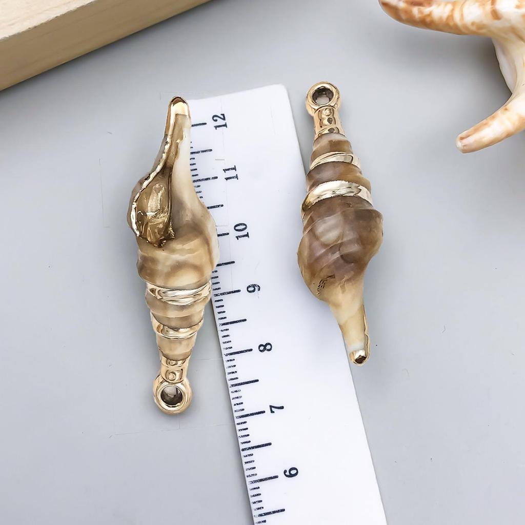 Gold-Plated Natural Shell Conch Pendant for DIY Necklace, Earrings, Wind Chime, or Hanging Ornament.