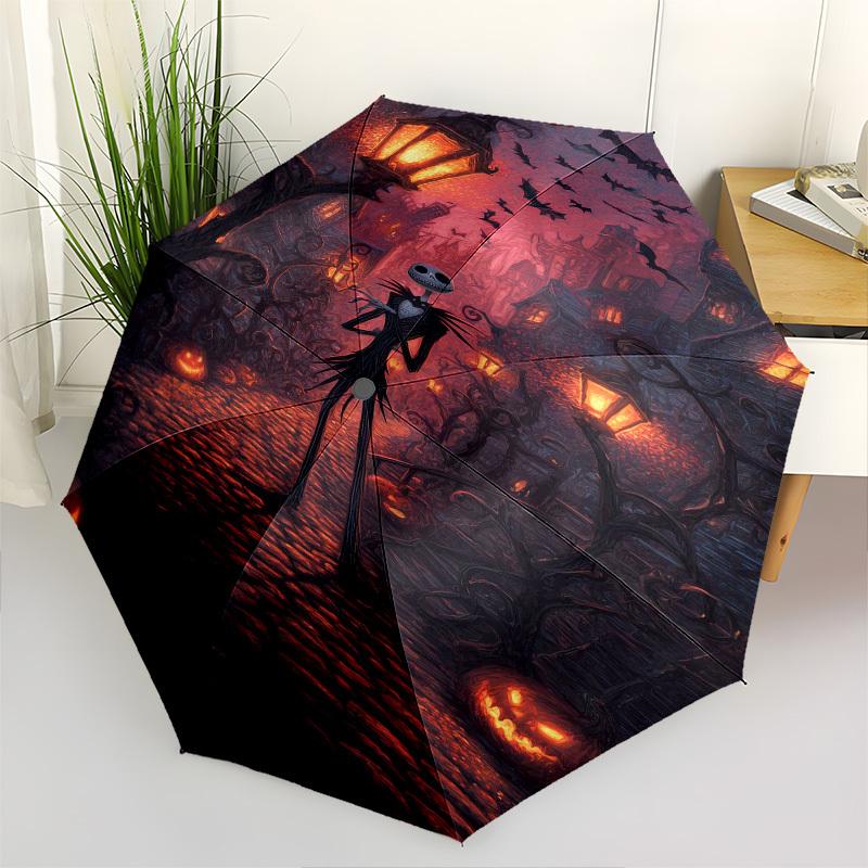 

Jack Skellington Themed Automatic Opening and Closing Umbrella, Brightly Colored 8-rib Portable Umbrella, Suitable for Men and Women, A Perf