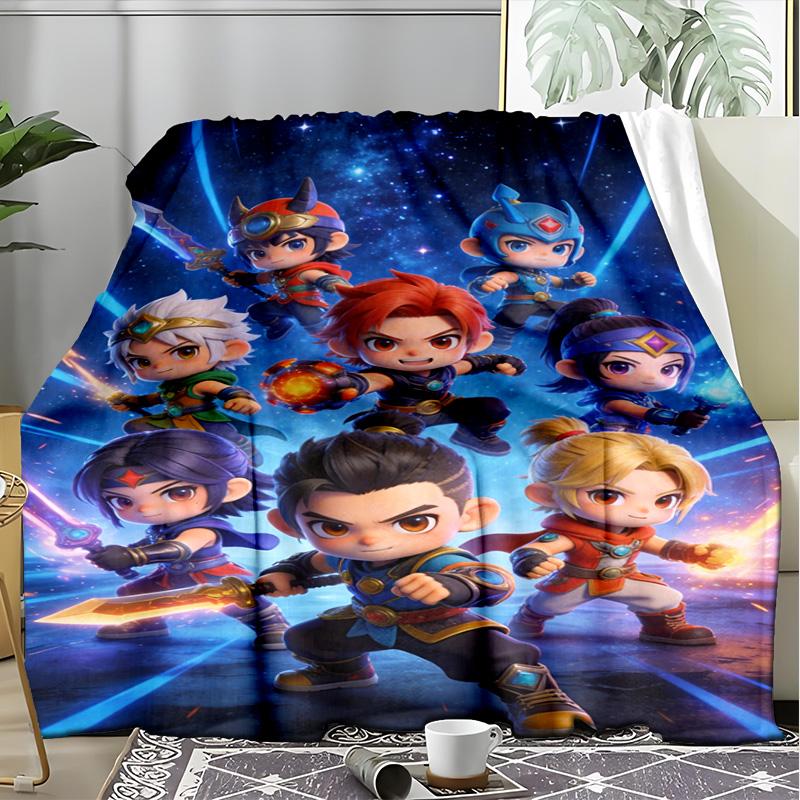 Cartoon Shooting Squad Fleece Blanket, Kids Game Throw
