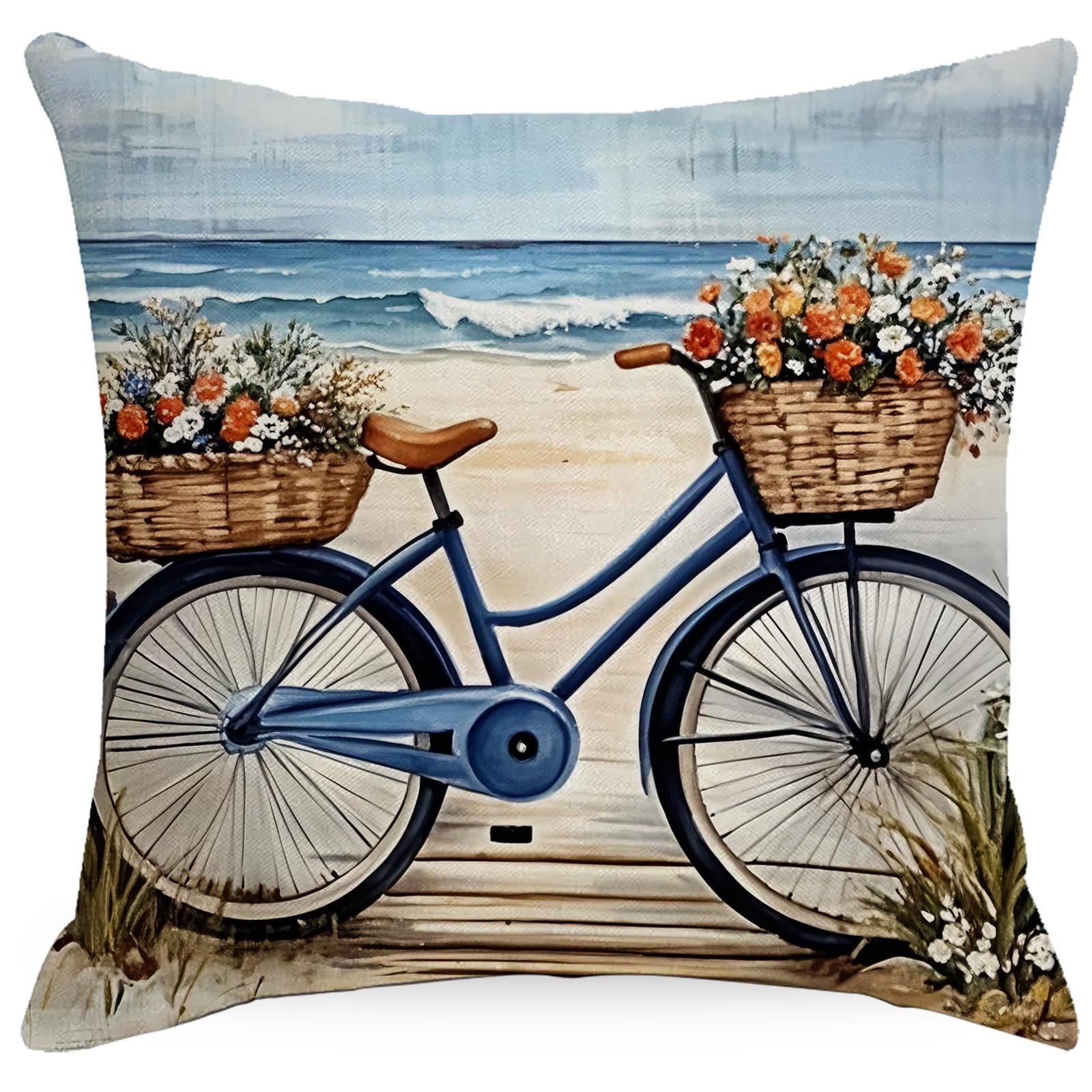 

Украшение дома Пляж на побережье Наволочка Морская навигация Морская жизнь Льняная наволочка 45 * 45Cm