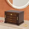 Bymaocar 4-layer Solid Wood Lockable Jewelry Box, Compact Jewelry Storage Cabinet with 3 Drawers and Double-sided Compartments