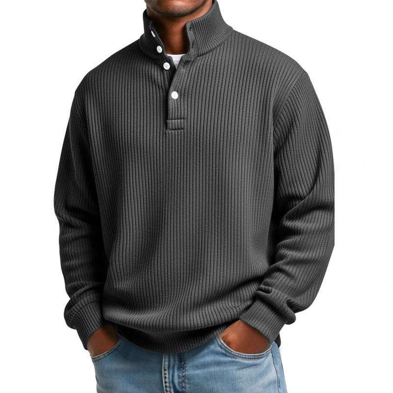 2024 Herren Retro Europa 4-Knopf Henley Shirt, 3D Digitaldruck, Langarm, Lockerer Schnitt Mode Sweatshirt