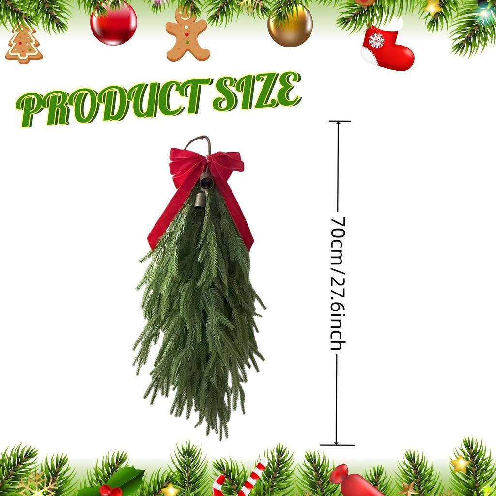 Artificial Christmas Teardrop Swag Decor Winter Wreath Greenery for Window