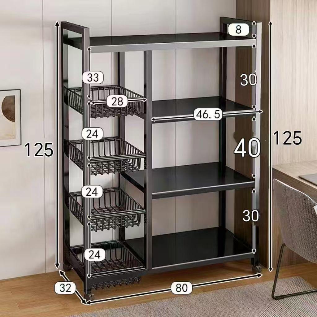 Multi-Layer Kitchen Vegetable & Microwave Storage Rack with Wheels