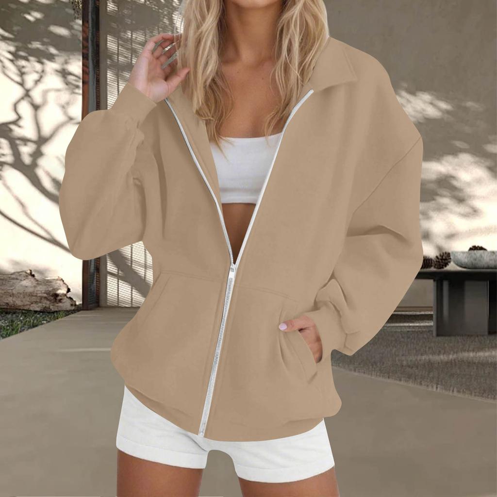 Women's Zip-Up Long Sleeve Sweatshirt Top