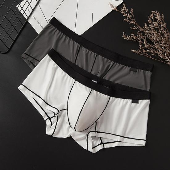 Herren Boxershorts Sommer Patchwork Farbe U-Konvex Eis Seide Dünn Boxer Briefs