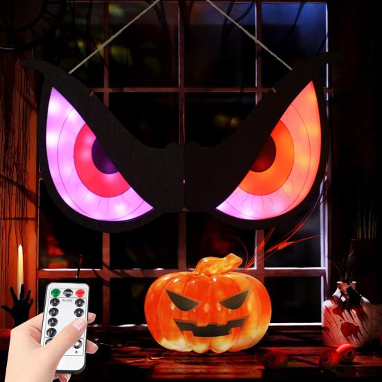 Halloween Eye Light Decoration Large Glowing Wooden LED Eye Light for Halloween Bush Yard Home Wall Window Tree Decor