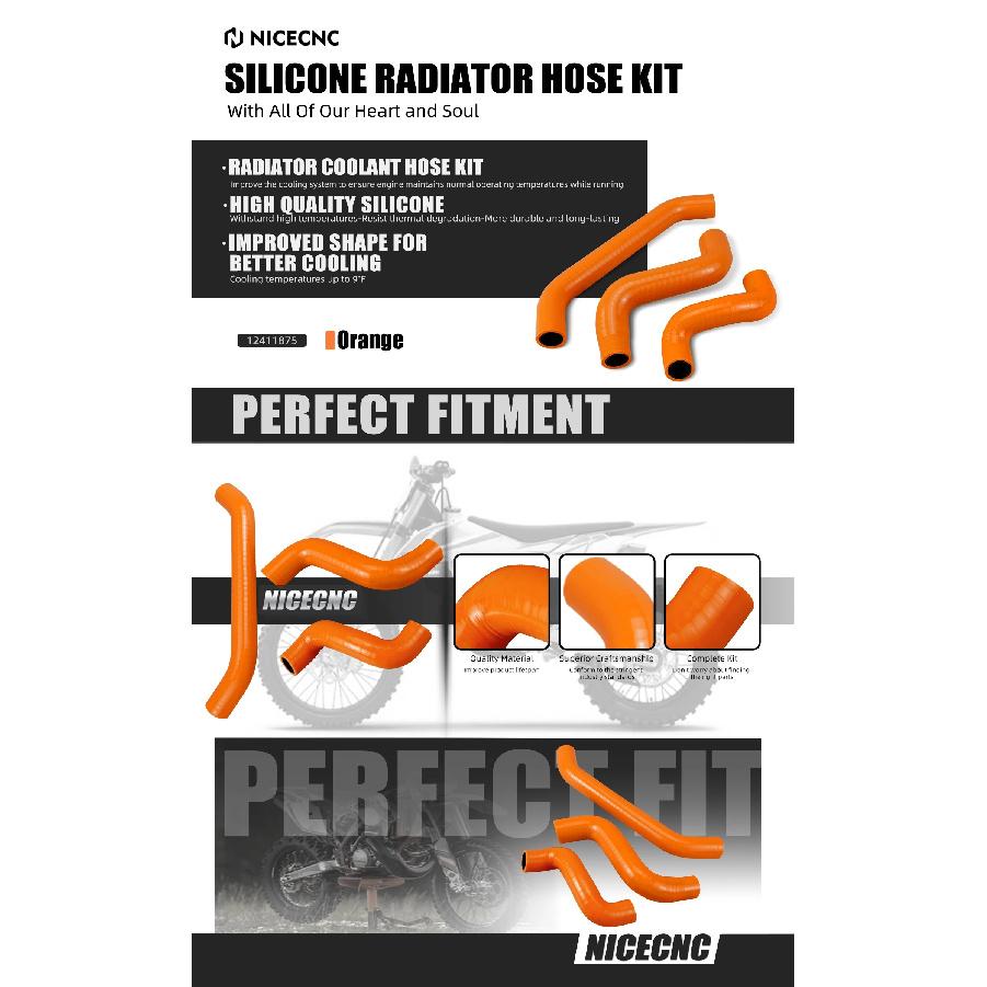 NICECNC For KTM EXC 450F 500F 2024 XWF 500 EXCF 450 500 Silicone Radiator Coolant Hose Kit For GasGas EC 450F 500F EW500F EX450F