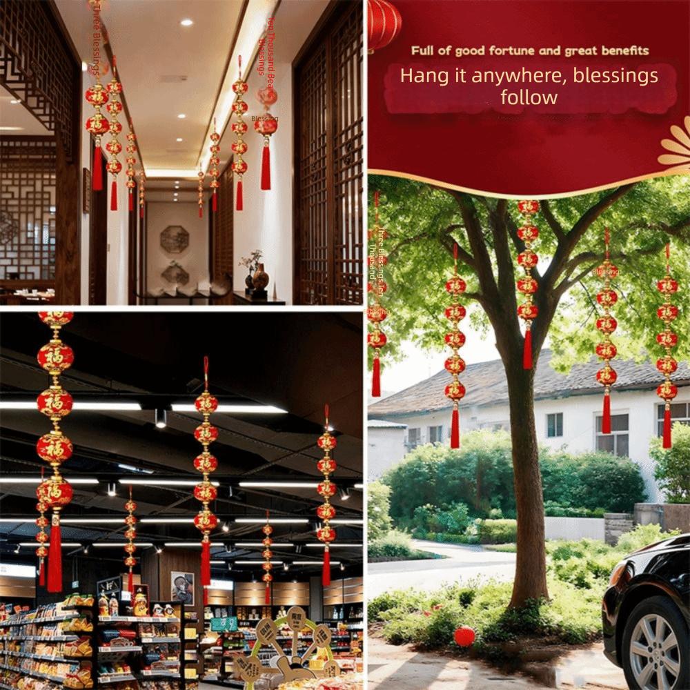 Fu Character Red Ball Lantern String Chinese Style Spring Festival Hanging Lantern  Spring Festival