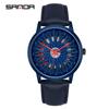 Sanda Men's 1061 Waterproof Leather Strap Watch with Trendy Hollow Dial