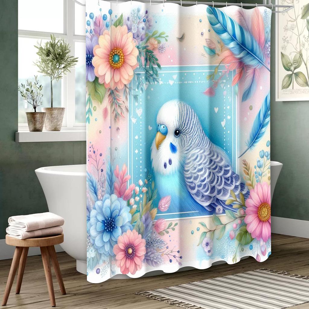 Flower and Birds Pattern Bathing Curtain  Bathroom Shower Curtain Waterproof With 12 Hooks Home Deco Free Ship