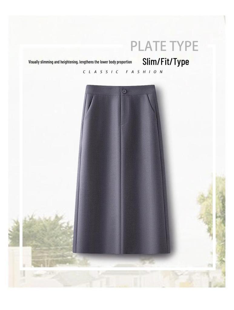 Women's High Waist Gray A-line Bodycon Skirt - Spring/Fall 2025 Collection