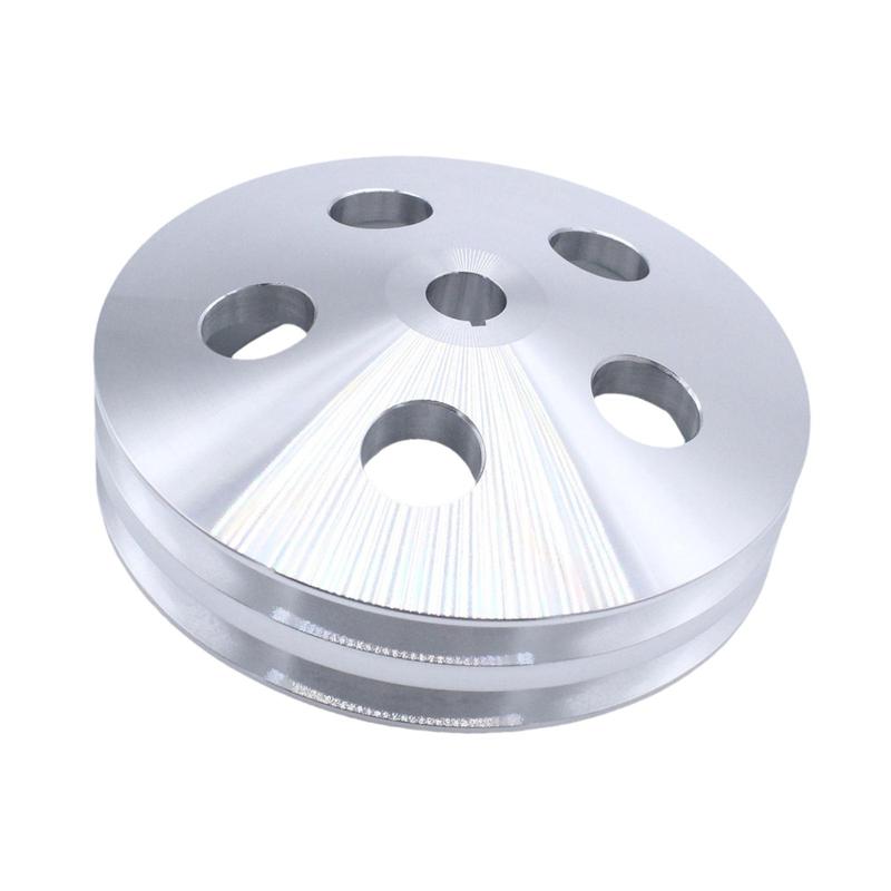 Chrome Double Groove Steering Pump Pulley Replacement Spare Part Durable Aluminum Alloy for Chevrolet Hydraulic System Repair