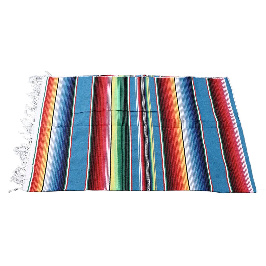 Mexican Table Runner 6.6ft Long 4.9ft Wide Bright Colors Soft Cotton Fringe Cotton Table Runner for Party Decoration