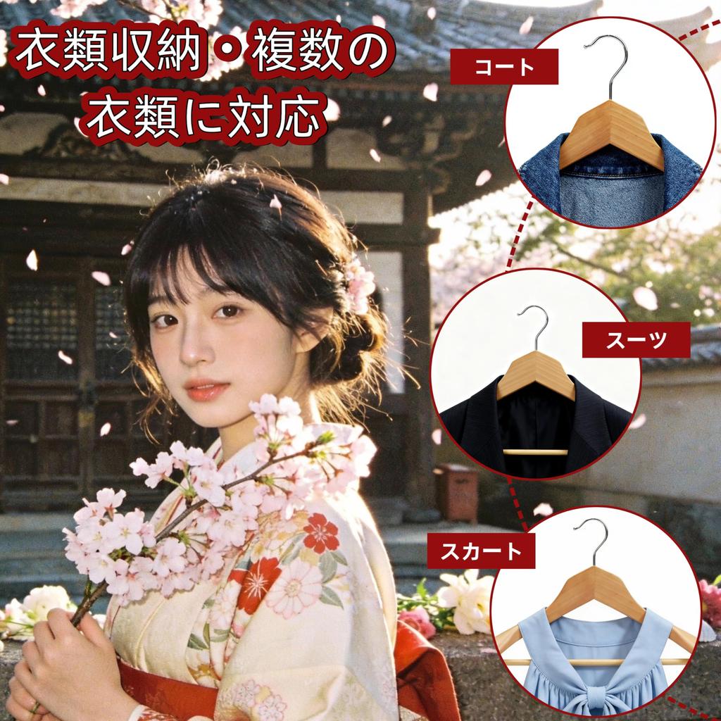 Wooden Hangers for and Coats Prevents Compact Design Set of Beautiful Natural Wood Grain Wood Suits, Jackets, - Declining, Non-Slip Bar, 360-Degree