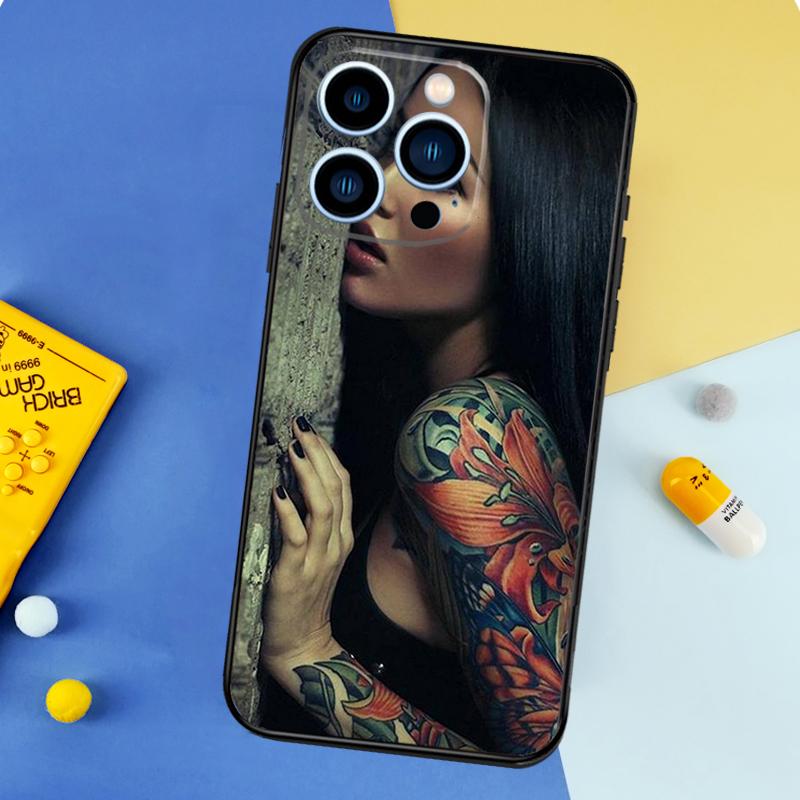 Sexy Tattoo Girl Phone Case For iPhone 16 15 13 12 11 14 17 Pro Max 13 mini 16 Plus 16e 17 Air Bumper Cover